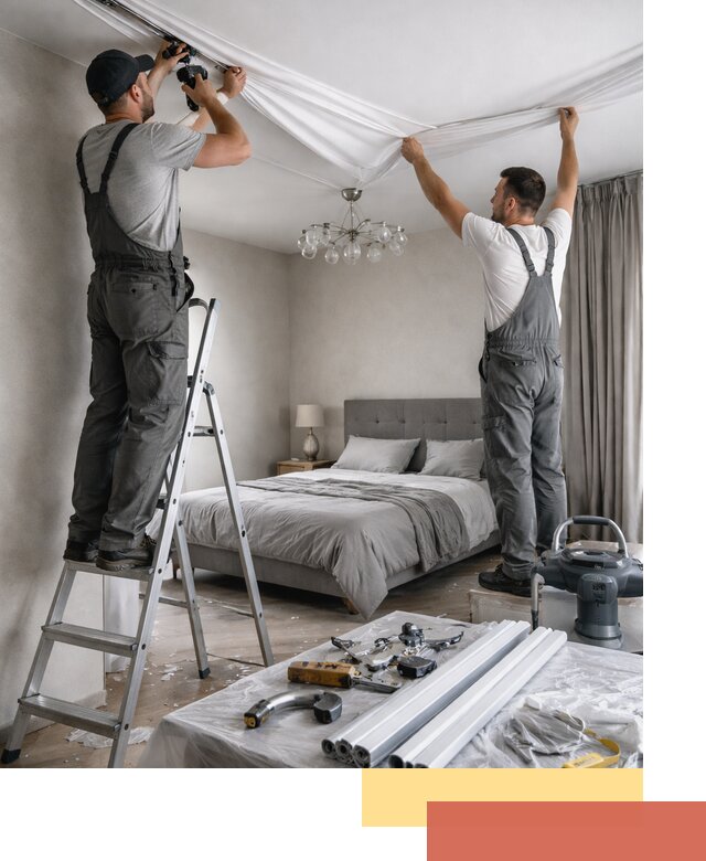 Монтаж натяжного потолка в спальне в Сальске