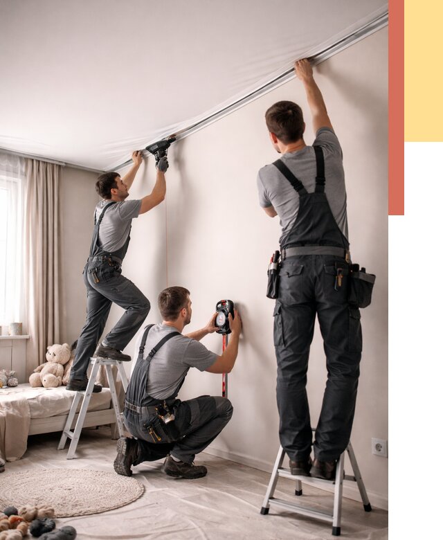 Монтаж натяжного потолка в детской в Сальске от 3559 руб. — быстро и недорого | ОТДЕЛОЧНИК-Слс