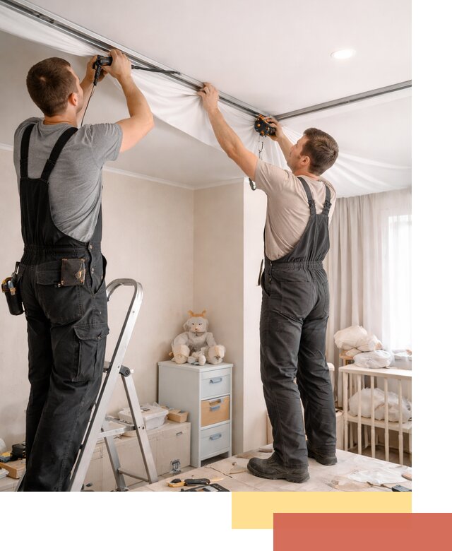 Монтаж натяжного потолка в детской комнате в Сальске