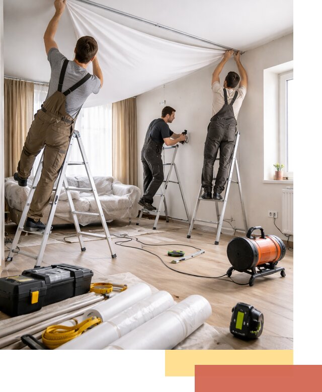 Монтаж натяжного потолка в гостиной в Сальске