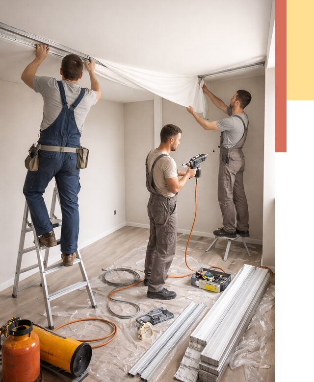 Монтаж натяжного потолка в студии в Сальске от 5592 руб. — быстро и недорого | ОТДЕЛОЧНИК-Слс