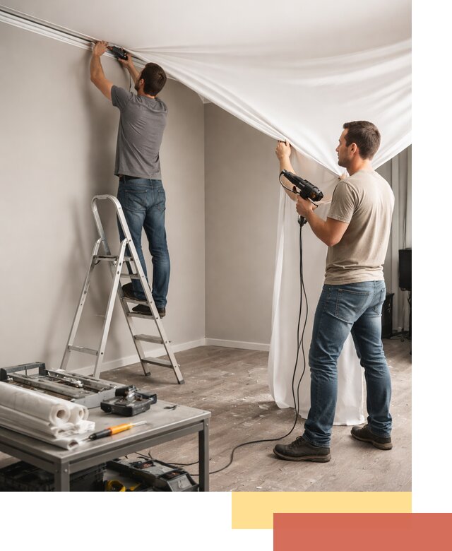 Монтаж натяжного потолка в студии в Сальске