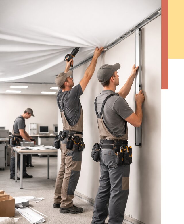 Монтаж натяжного потолка в офисе в Сальске от 458 руб/м² — быстро и недорого | ОТДЕЛОЧНИК-Слс