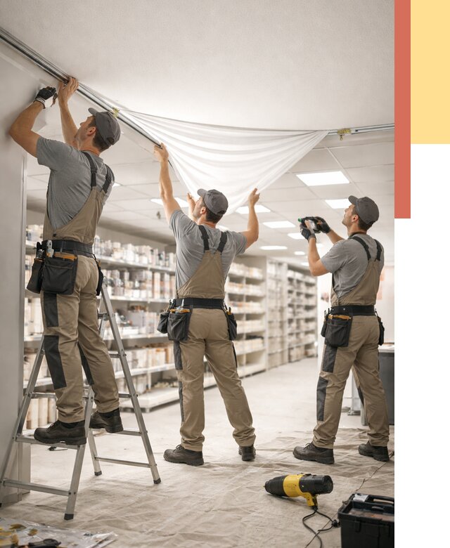 Монтаж натяжного потолка в магазине в Сальске от 4576 руб. быстро и недорого | ОТДЕЛОЧНИК-Слс