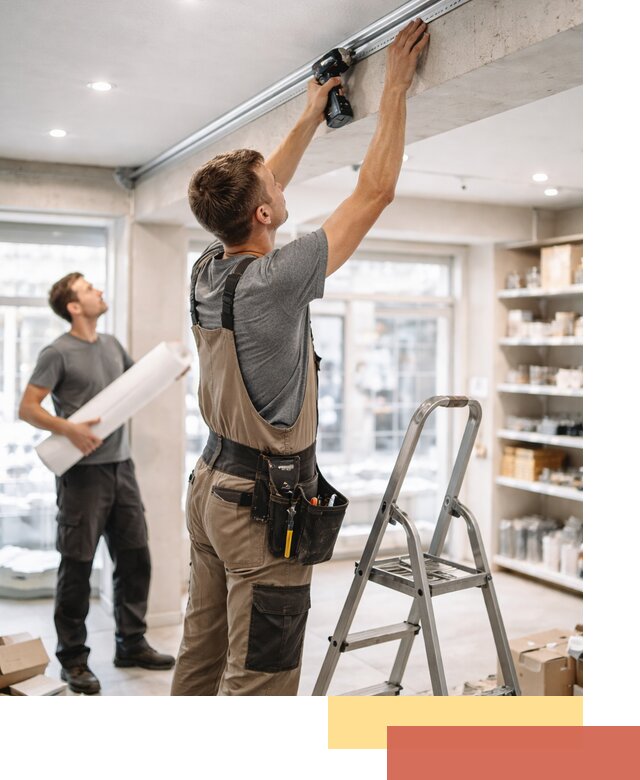 Монтаж натяжных потолков в магазине в Сальске