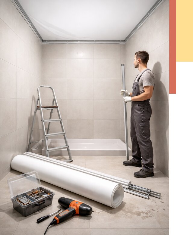 Монтаж натяжного потолка в санузле в Сальске от 1881 руб. — ОТДЕЛОЧНИК-Слс