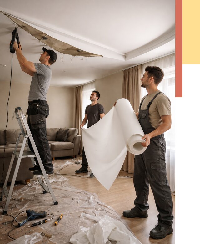 Замена полотна натяжного потолка в Сальске от 9660 руб. быстро и недорого | ОТДЕЛОЧНИК-Слс