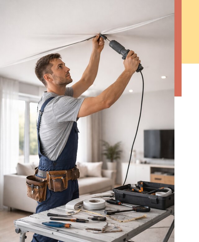 Ремонт натяжных потолков в Сальске от 9660 руб. под ключ — ОТДЕЛОЧНИК-Слс