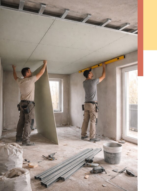 Одноуровневый потолок из гипсокартона в Сальске от 763 руб. — монтаж под ключ | ОТДЕЛОЧНИК-Слс