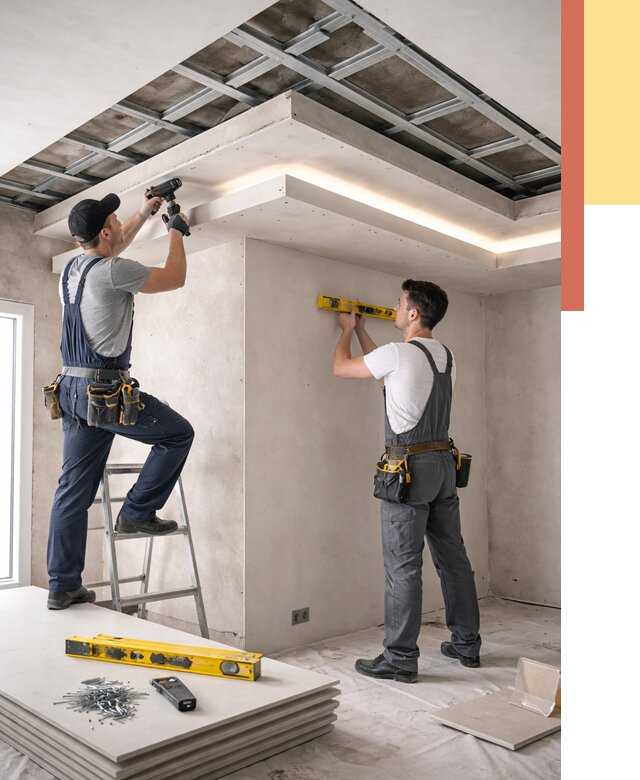 Двухуровневый потолок из гипсокартона в Сальске от 1474 руб. под ключ | ОТДЕЛОЧНИК-Слс