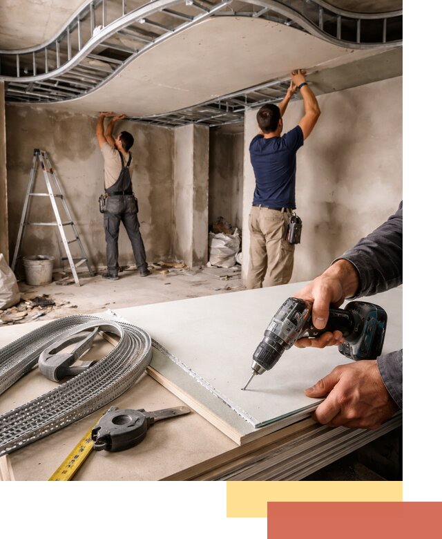 Криволинейный потолок из гипсокартона в Сальске — монтаж и отделка