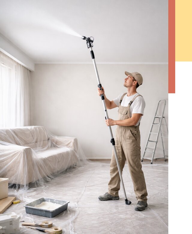 Покраска потолка краскопультом в Сальске от 4576 руб. быстро и недорого | ОТДЕЛОЧНИК-Слс