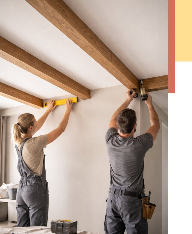 Монтаж декоративных балок на потолок в Сальске от 4271 руб. — ОТДЕЛОЧНИК-Слс