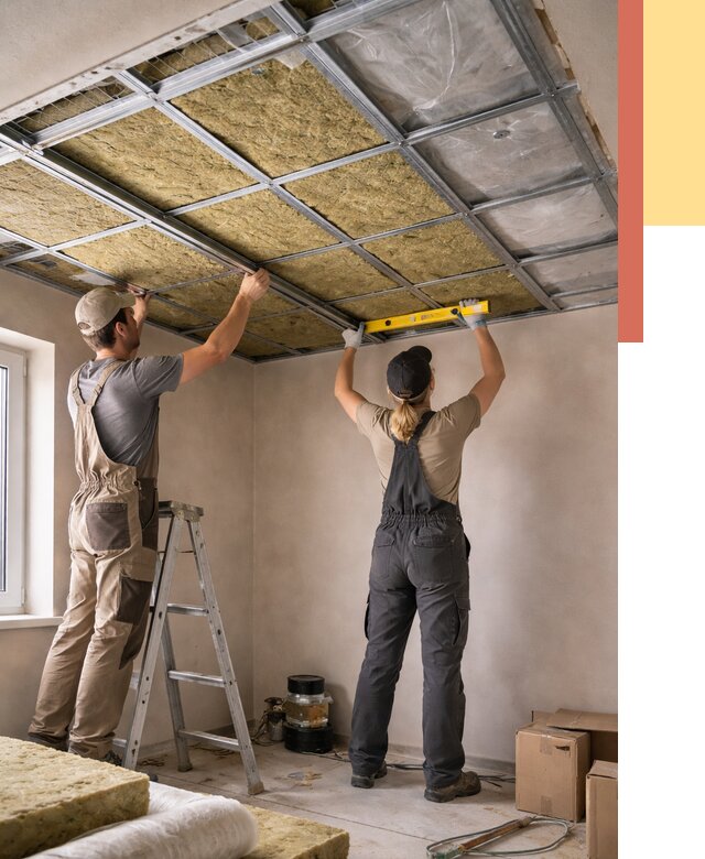 Шумоизоляция потолка в Сальске от 1271 руб. под ключ — услуги ОТДЕЛОЧНИК-Слс